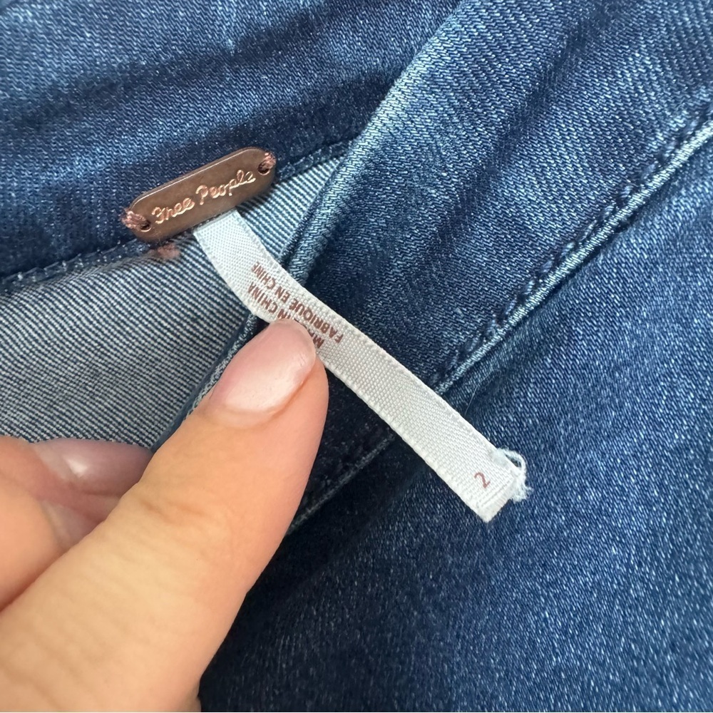 Free People Denim Zip Front Mini Skirt 2 - Picture 5 of 6